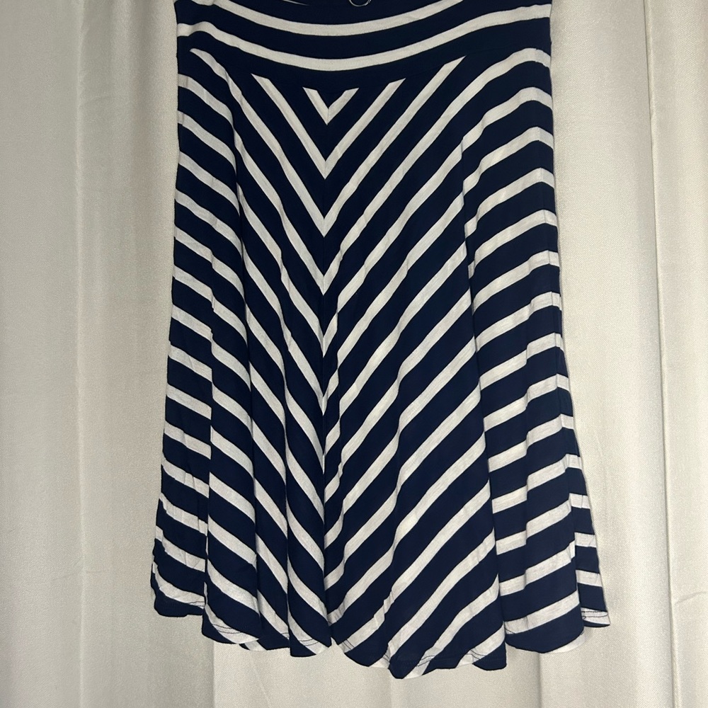 Ralph Lauren Blue & White Striped A-Line Women's Midi Skirt Retro